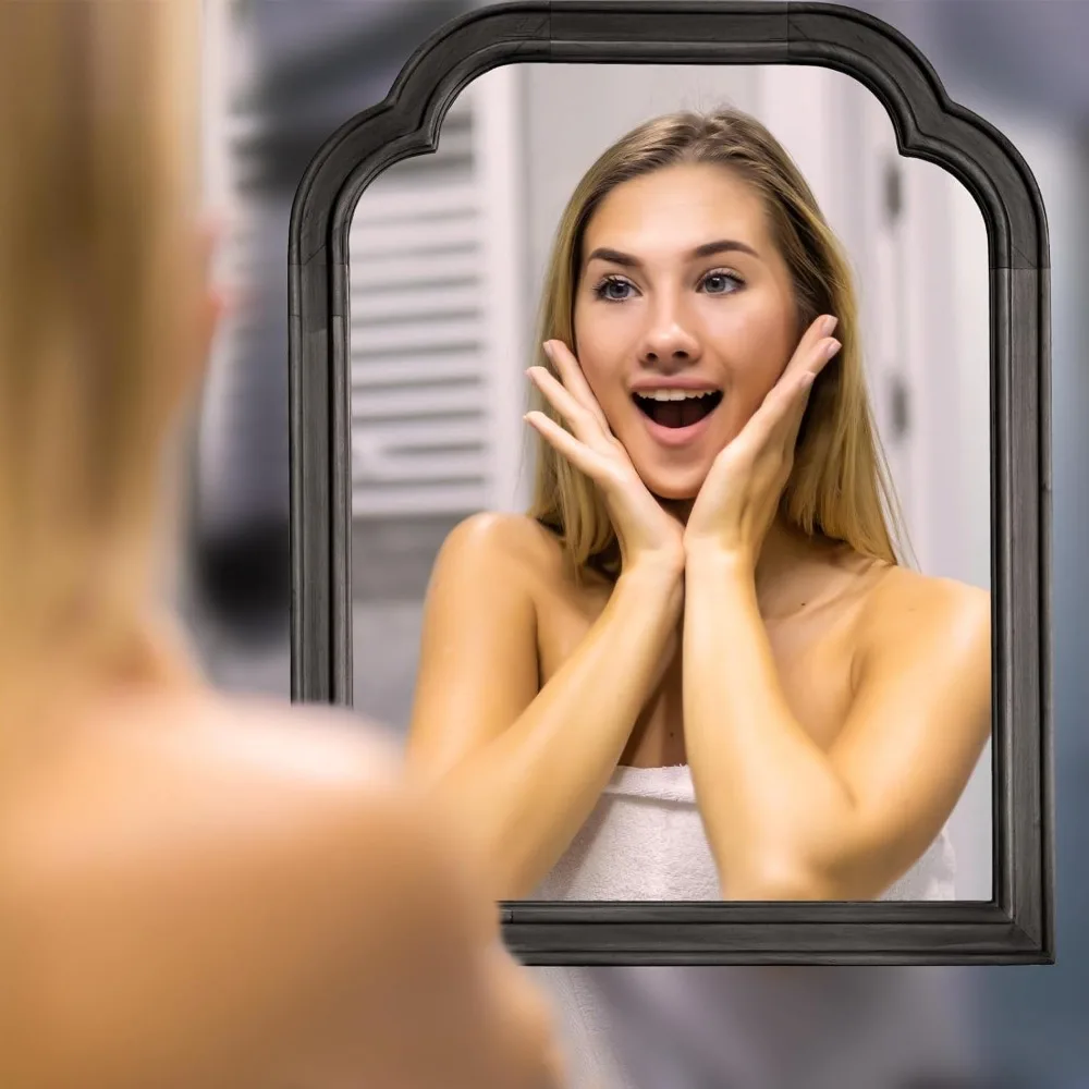 Espelhos de parede rústicos com moldura de madeira, 16 x 20 polegadas, adequados para detalhes decorativos de sala de estar e quarto