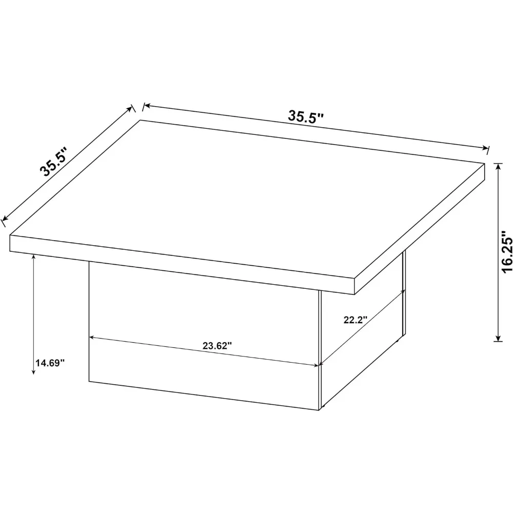 Eco-Friendly Engineered Wood Veneer Square Cocktail Table with Rustic Look for Living Room
