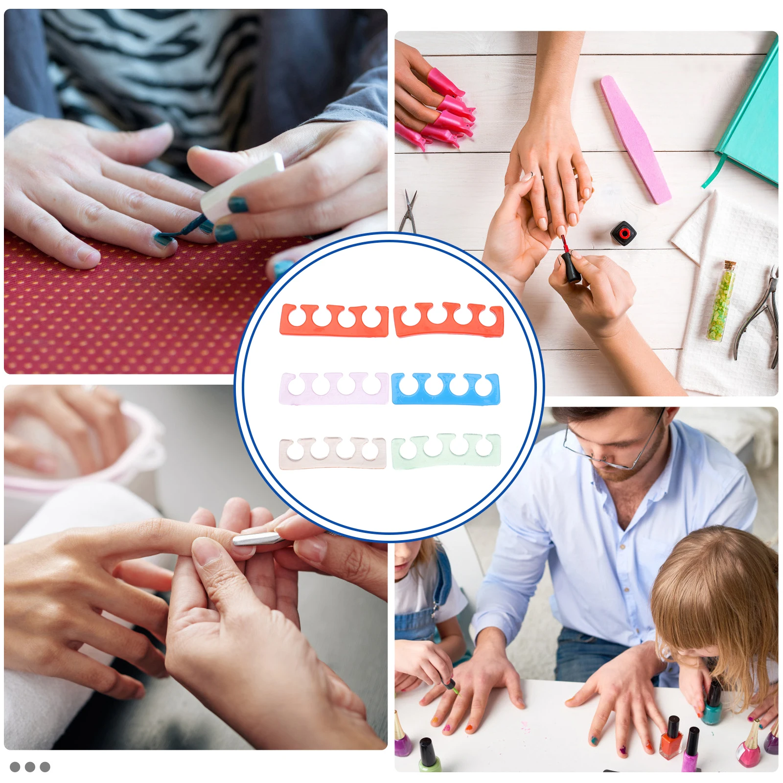 

6pcs Nail Finger Toe Separator Double Sided Nail Tool Silicone Manicure Pedicure Files Polish Tools For Women Chic Comfortable