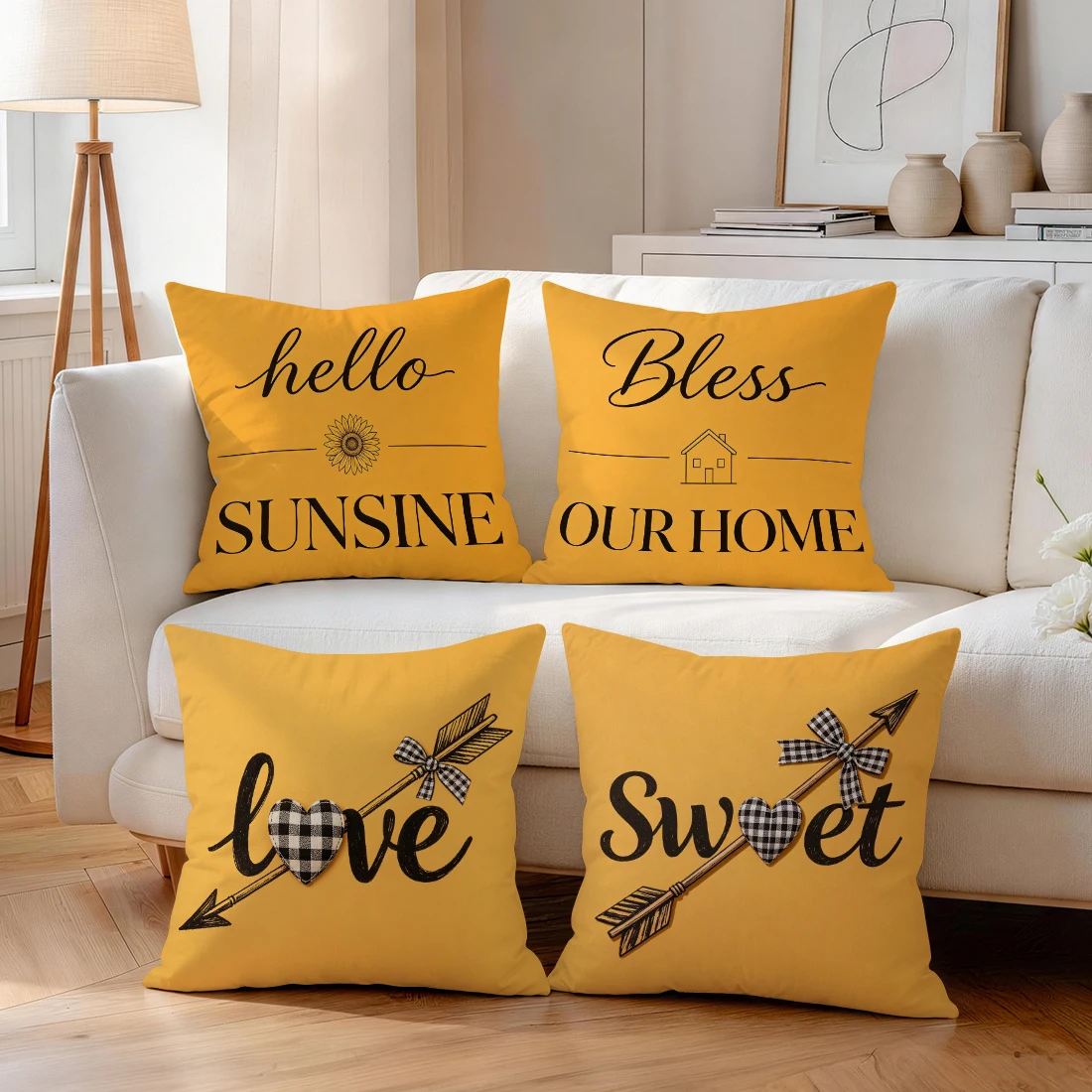 Ginger Yellow English Pillowcase Printed Polyester 40/45/50cm Throw Pillowcover Decorative Sofa Cushion Pillowslip Home Decor