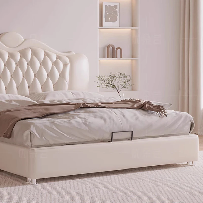 Crème Wind Frans Bed Licht Luxe Scandinavische Bruiloft Volwassen Designer Bed Romantisch Hoge Kwaliteit Esthetiek Muebles Salonmeubilair