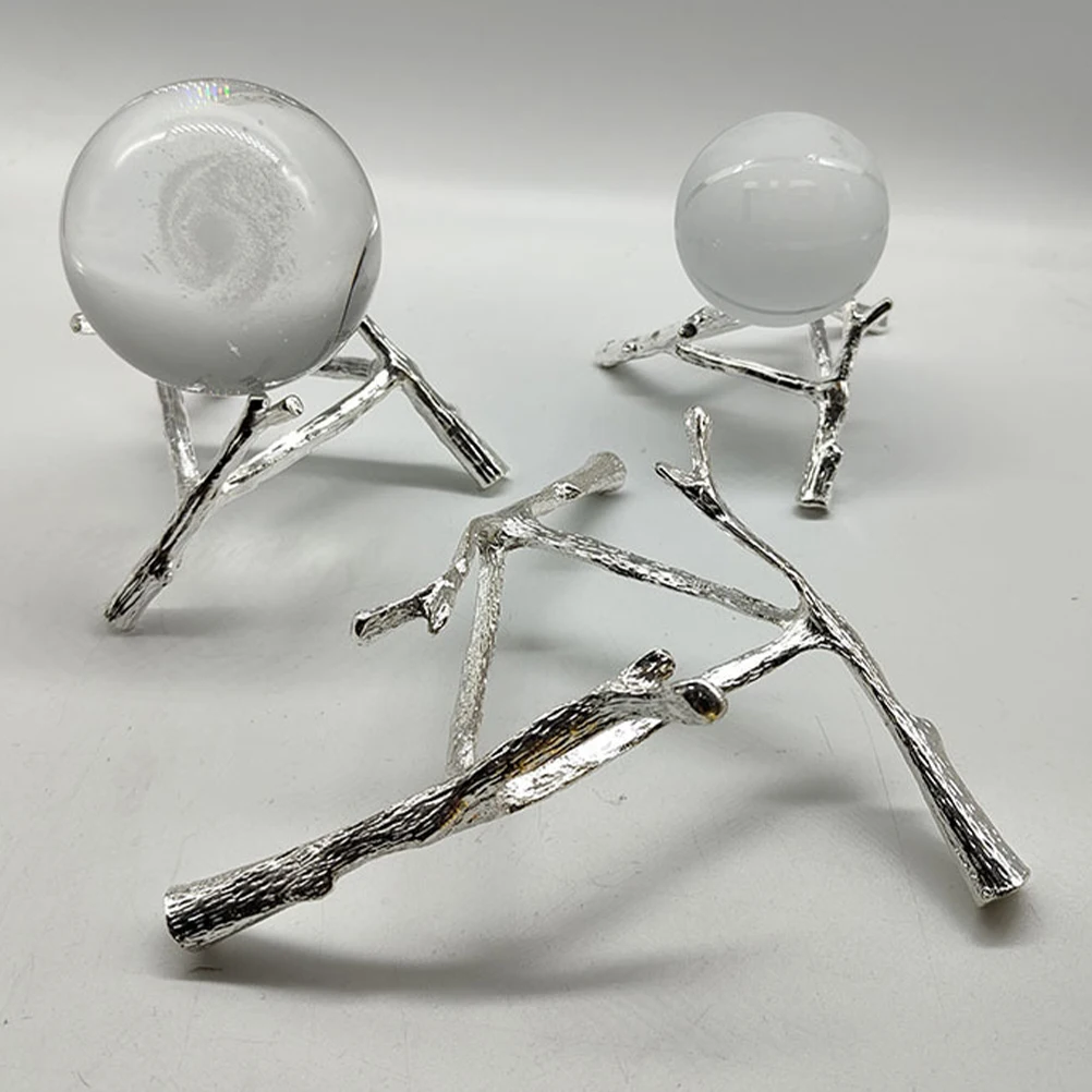 

2 Pcs Sphere Globe Stand Base Crystal Ball Display Desktop Orb Holder Holders Metal for Orbs