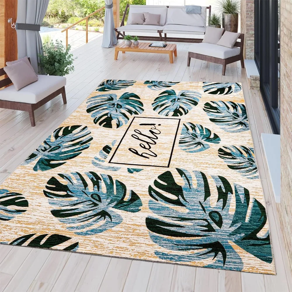 

Outdoor Patio Rug 8x10 Waterproof Porch Deck Washable Outside Carpet Stain Proof Non Fade, Large Indoor Outdoor Area Rugs for Li