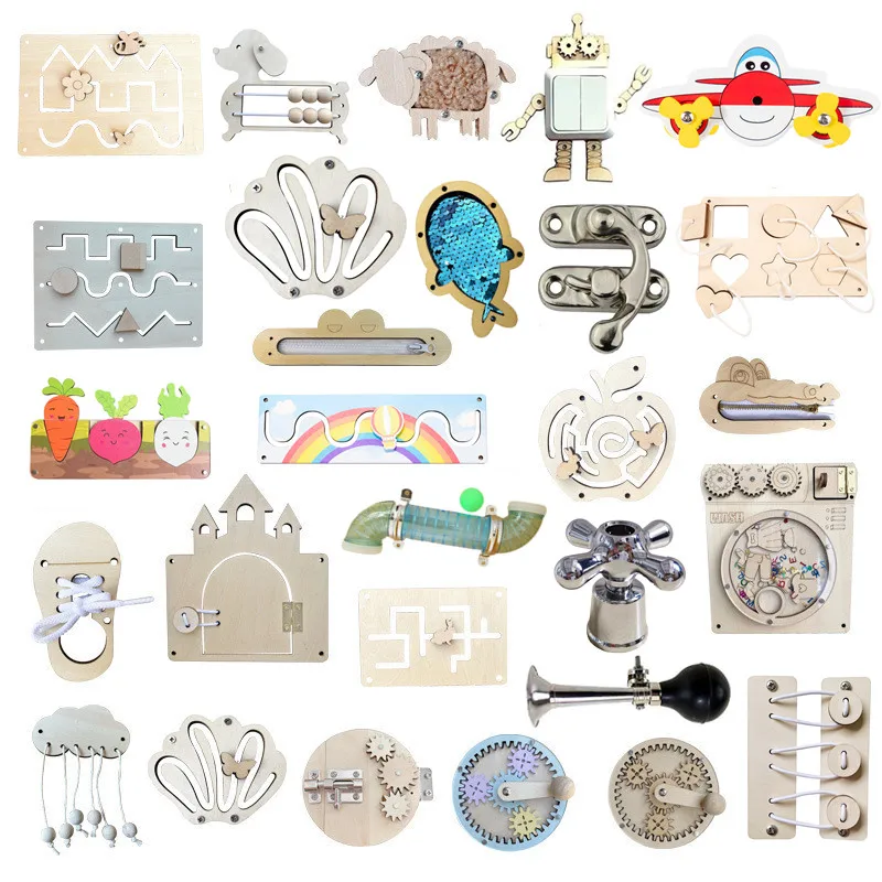 Bambini occupato bordo accessori fai da te attività del bambino abilità motorie fini giochi di apprendimento giocattoli sensoriali Montessori prima educazione Busyboard