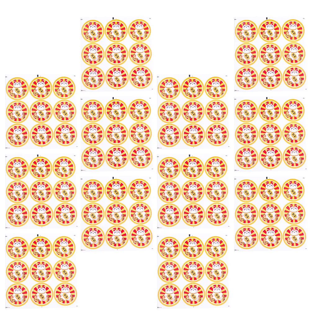 

30 Sheets Lucky Cat Stickers Premium Gift Bag Sealing Decals Spring Festival Decor Bright Color Creative Design