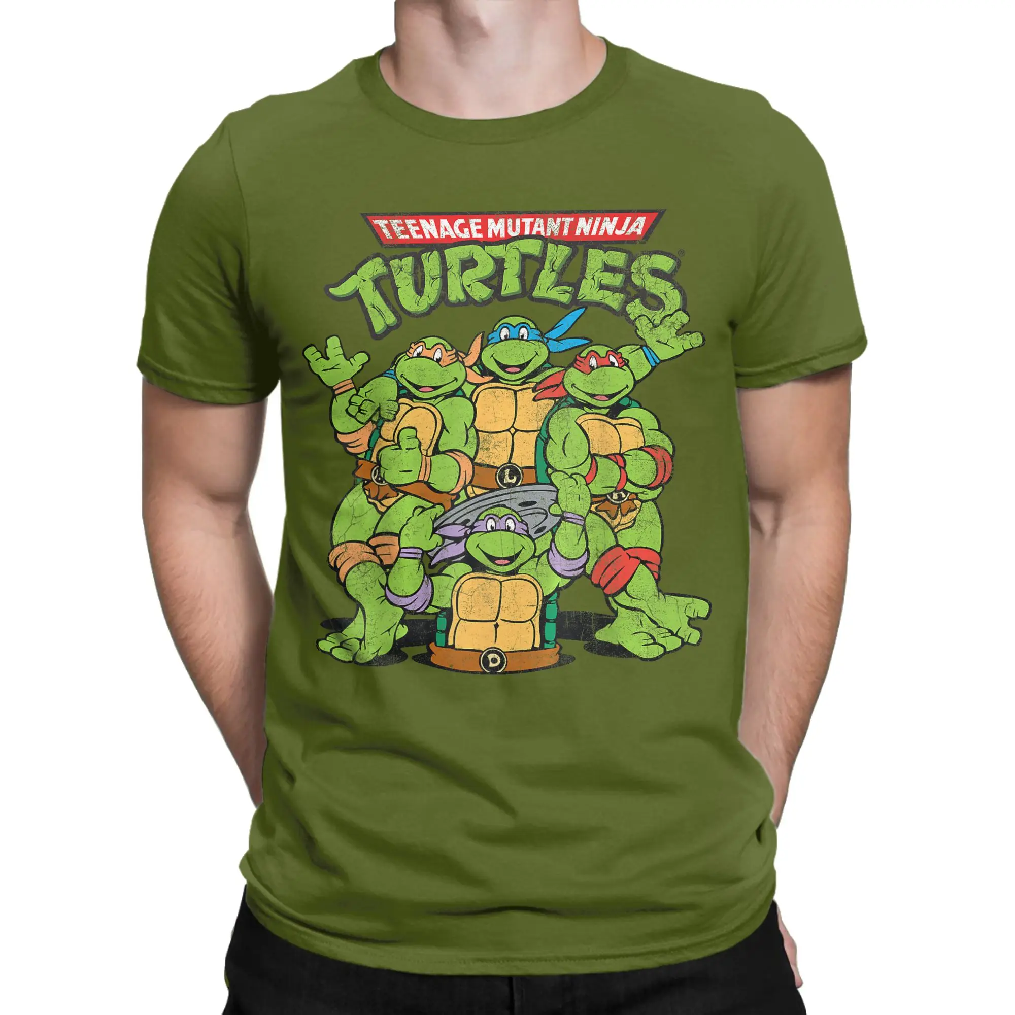 Fashion Ninja Turtles Classic Retro Logo T-Shirts Men Round Collar 100% Cotton T Shirts  Short Sleeve Tees Plus Size Clothes - view 2