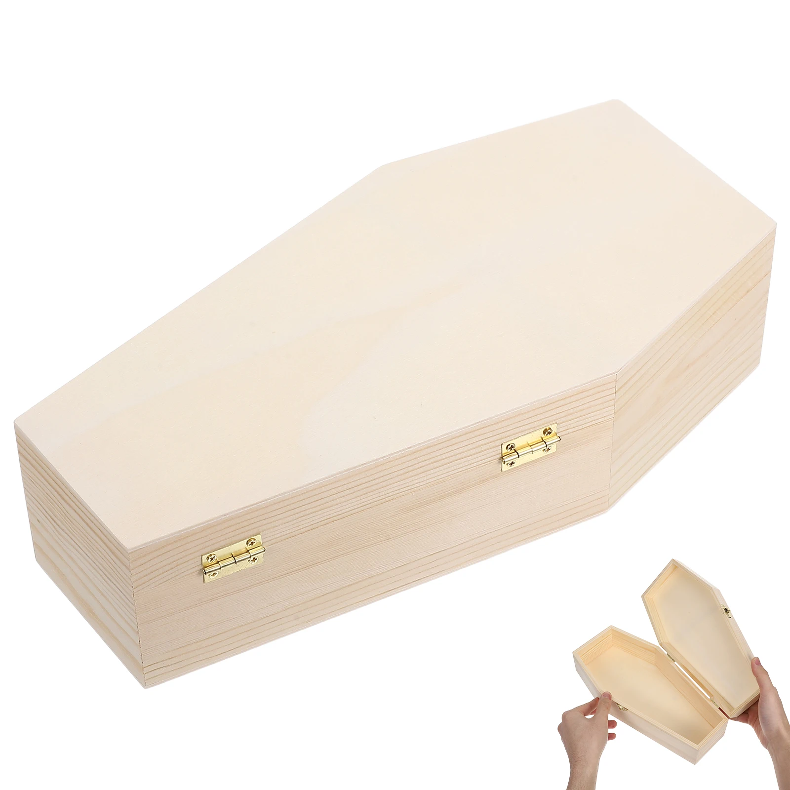 

Large Wooden Coffin Hinged Lid Storage Diy Gothic Jewelry Organizer Party Favor Spooky Home Decor Gift Container Trick Or Treat