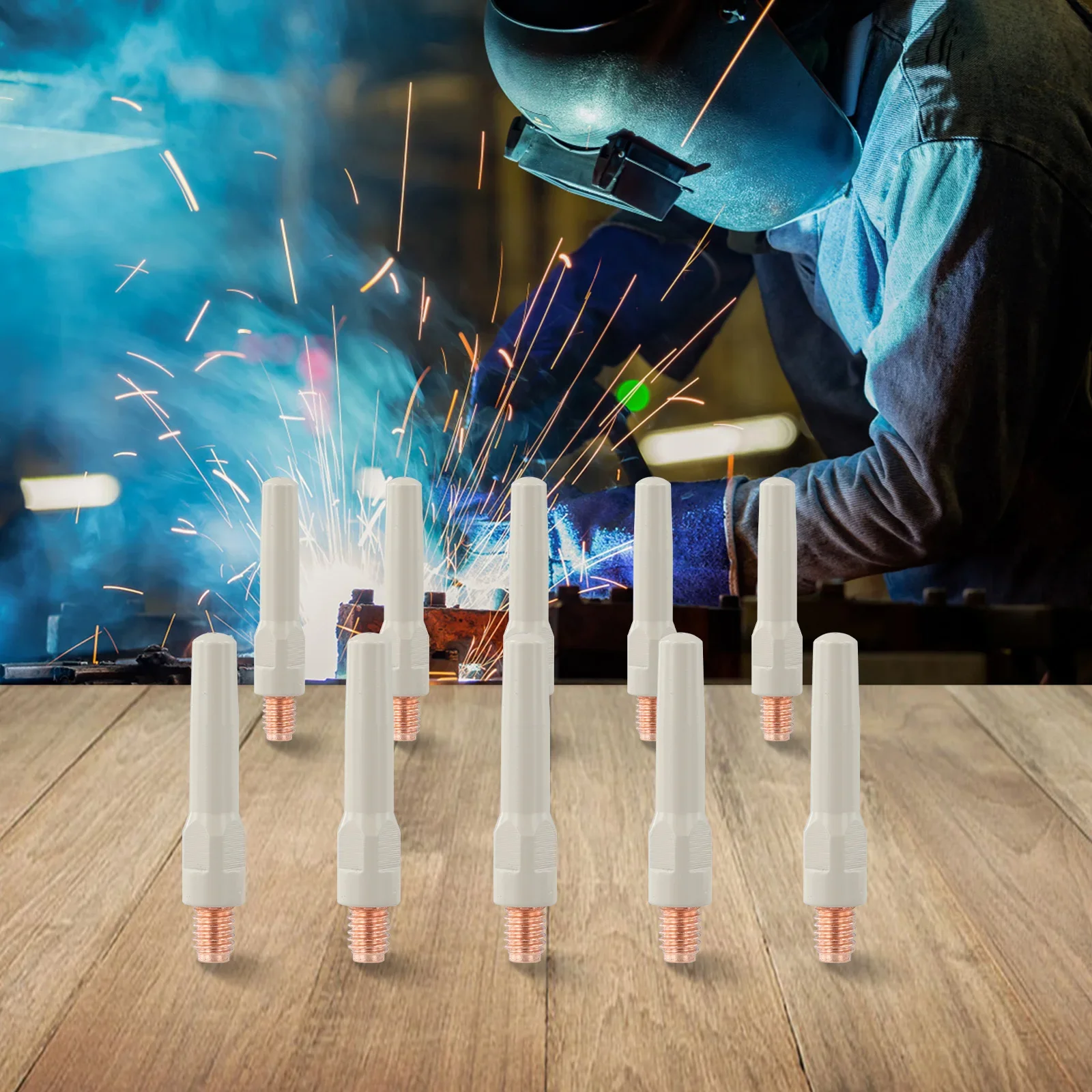 

Professional Welding 45*0.8mm MIG Welding Nozzle Efficient Welding Nozzle 10PCS Welding Tips Clear Weld Path Design