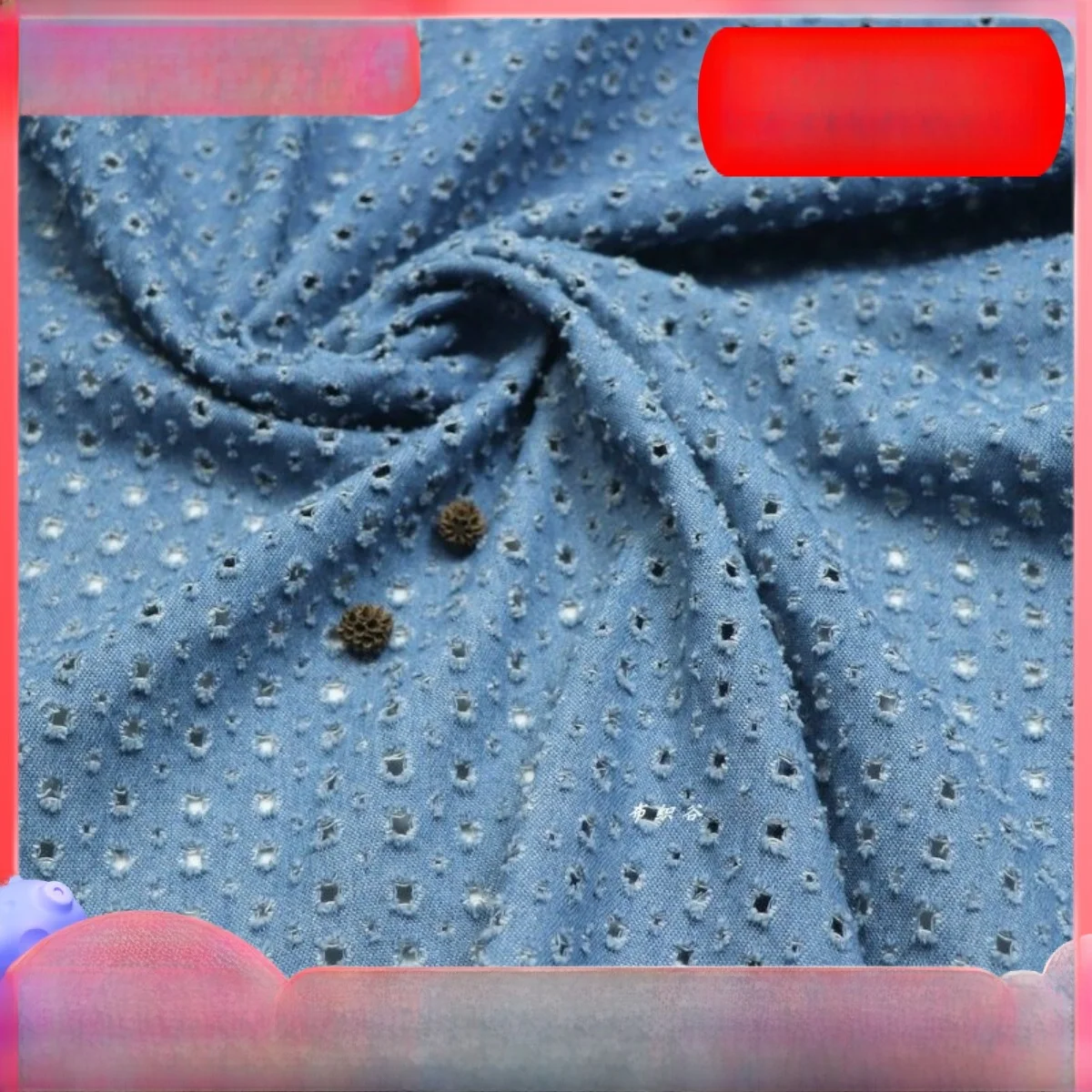 

Джинсовая ткань ручной работы с вышивкой в стиле ретро, синяя, с цветочным узором, с дырками, мягкая, для винтажной одежды, материал для рукоделия