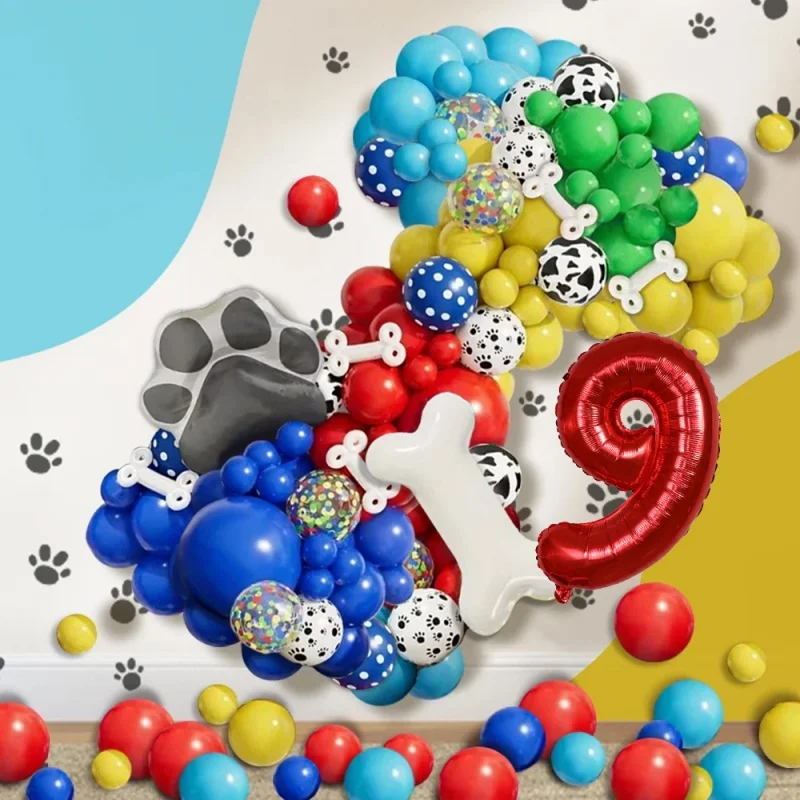 

Black and White Dog Paw Print Matte Latex Balloon 32-inch Digital Balloon Dog Bone Latex Balloon Sequin Prop Balloon Chain