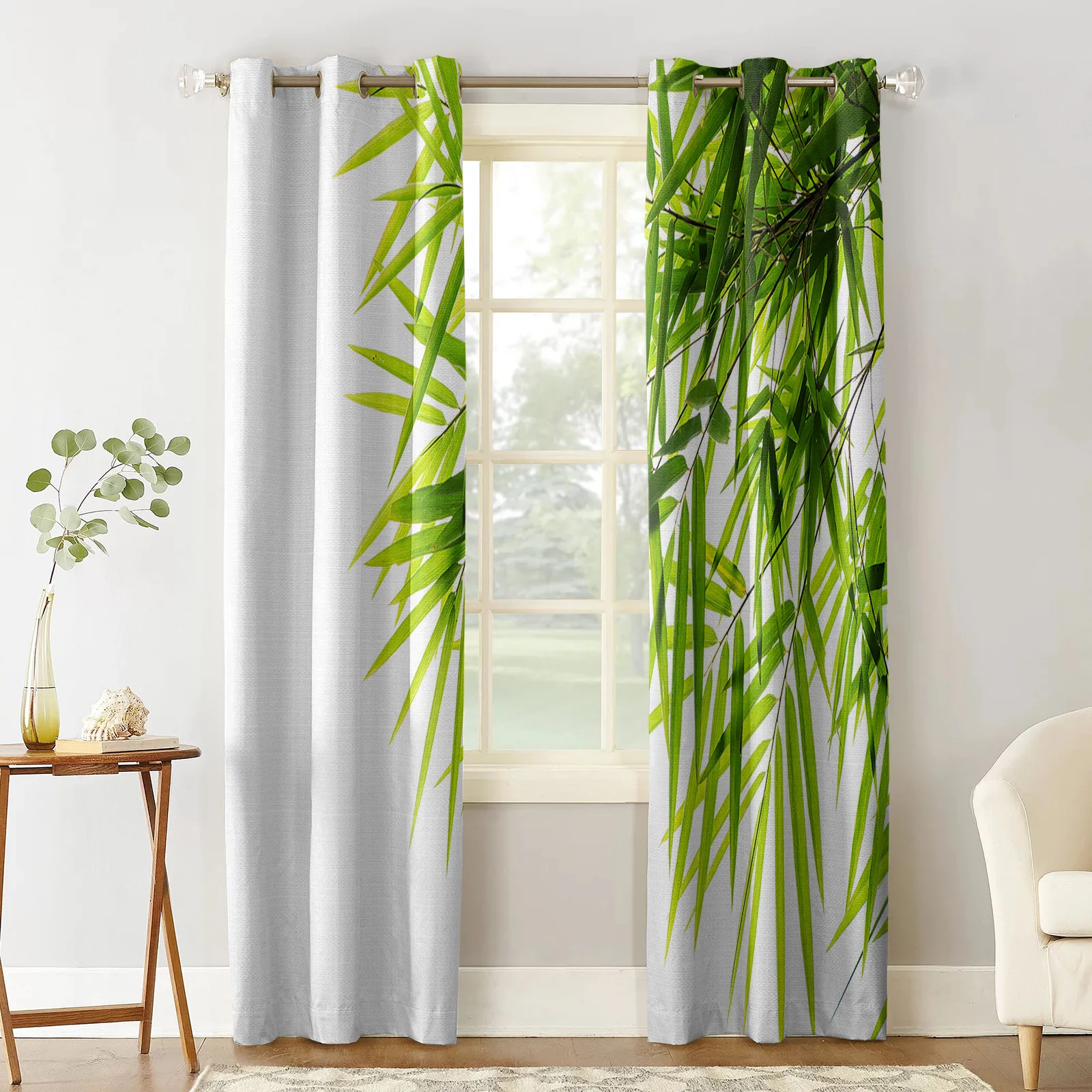 Bamboo Forest Secluded Nature Day Grommet Top Curtains for Living Room Bedroom Kitchen Window Treatments Home Decoration Drapre