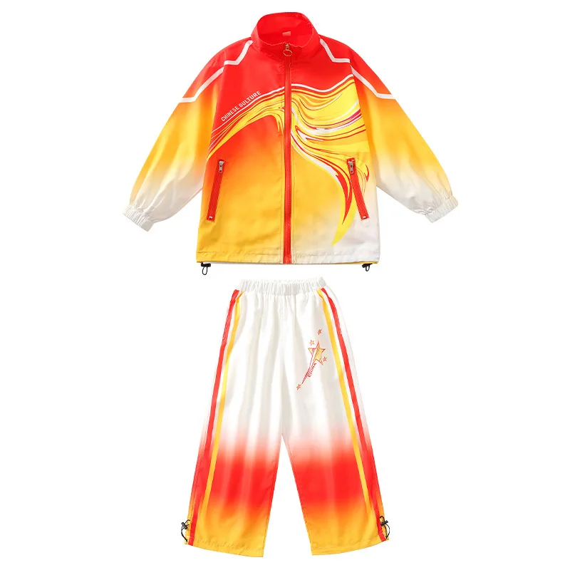 Trajes de baile moderno para niños, chaqueta con estampado Tie-dye, conjunto de pantalones casuales sueltos, ropa de escenario de hip hop para niñas y niños