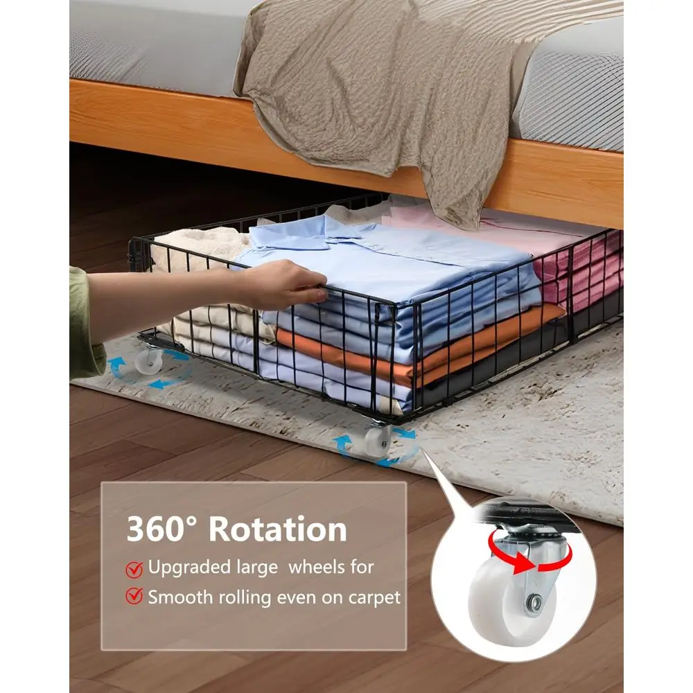 Organizer na kółkach pod łóżko z 4 szufladami i otwartą konstrukcją na buty i inne rzeczy