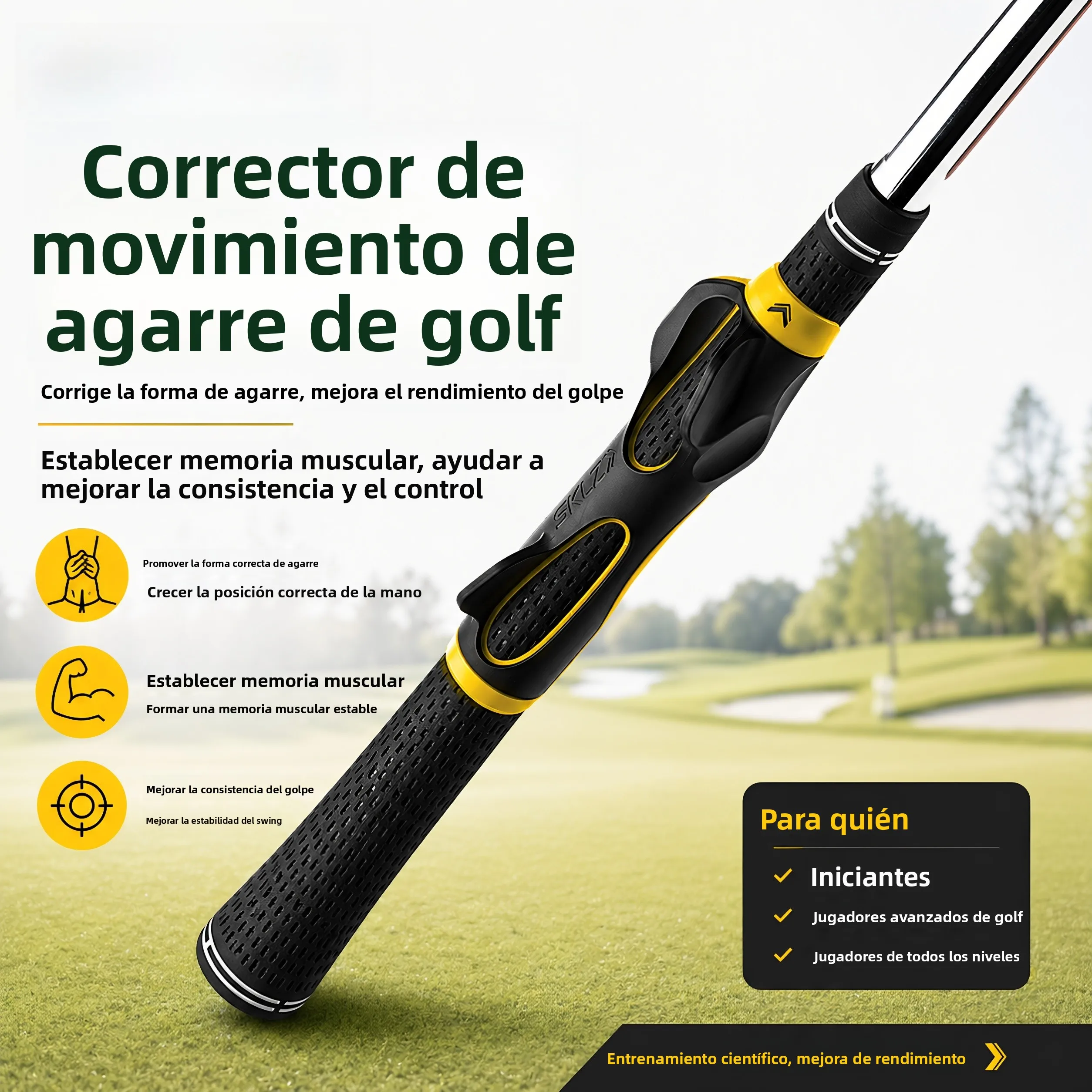 Corrector de Swing Sklz Golf Grip Handle Trainer: Herramienta de Práctica y Accesorios para el Swing de Golf, Equipo de Entre...