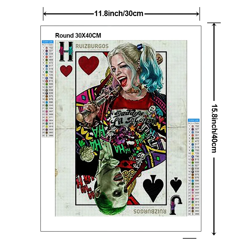 5D DIY Cartoon Girl Diamond Painting Kit Joker Joker Female Playing Card Cross Embroidery Handmade Diamond Mosaic Art Gift