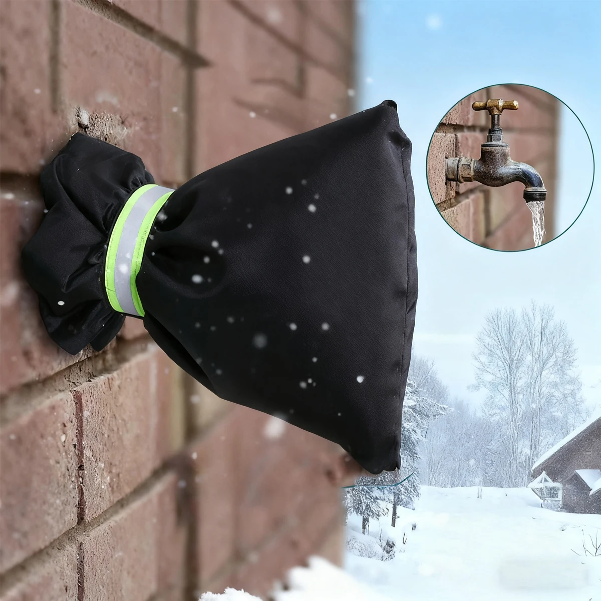 

Черный уличный чехол для смесителя, зимняя защита от замерзания, изолированный рукав, водонепроницаемая защита от трещин, сумка для крана, защита для труб на зиму