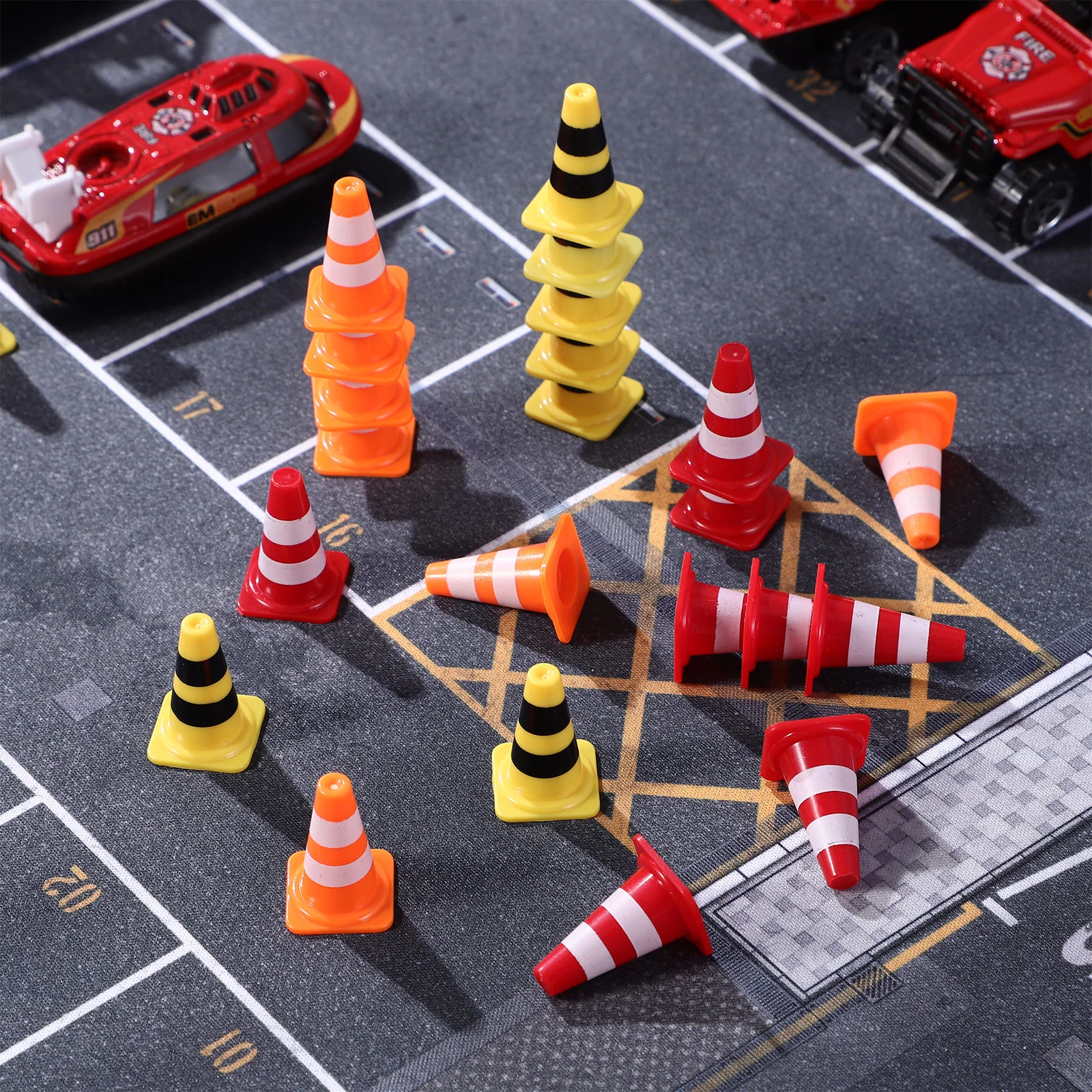 30 Pcs Kids Toys Road Cones Street Sign Roadblock Toddler Mini Traffic Signs Plastic Child