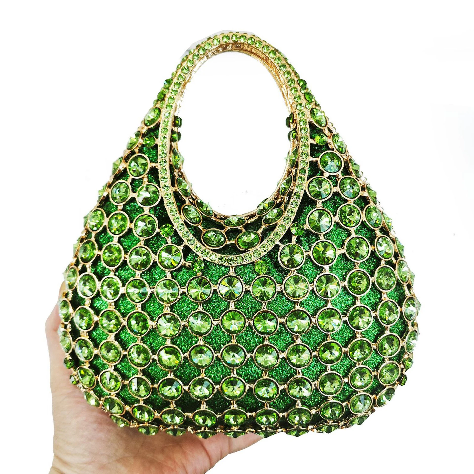 

Women's Diamond Top-Handle Evening Bag WHTUOHENG Rhinestone Metallic Clutch Sparkling Handbag for Wedding Party Clutches Bags