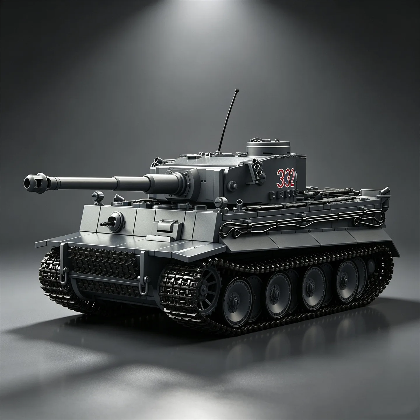 1:28 Scale Tiger Tank Building Block Model Kit with Firing Mechanism, Detachable Accessories, and Detailed Interior—Large Toy