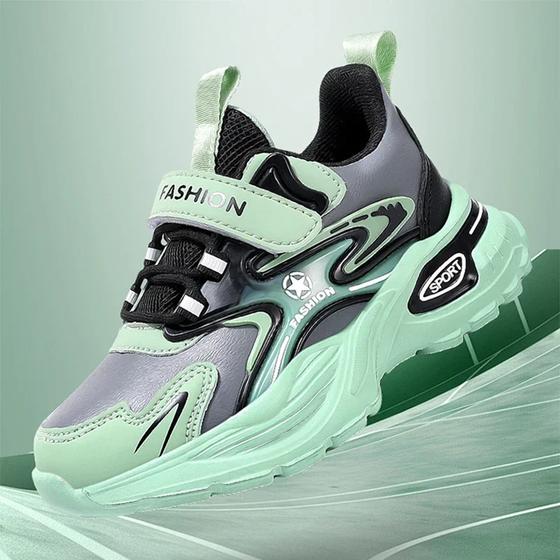 Four Season Universal Children's Shoes Synthetic Leather Runshoes Boys Ordinary Thick Shoe Lightweight Shock Absorption Sneakers
