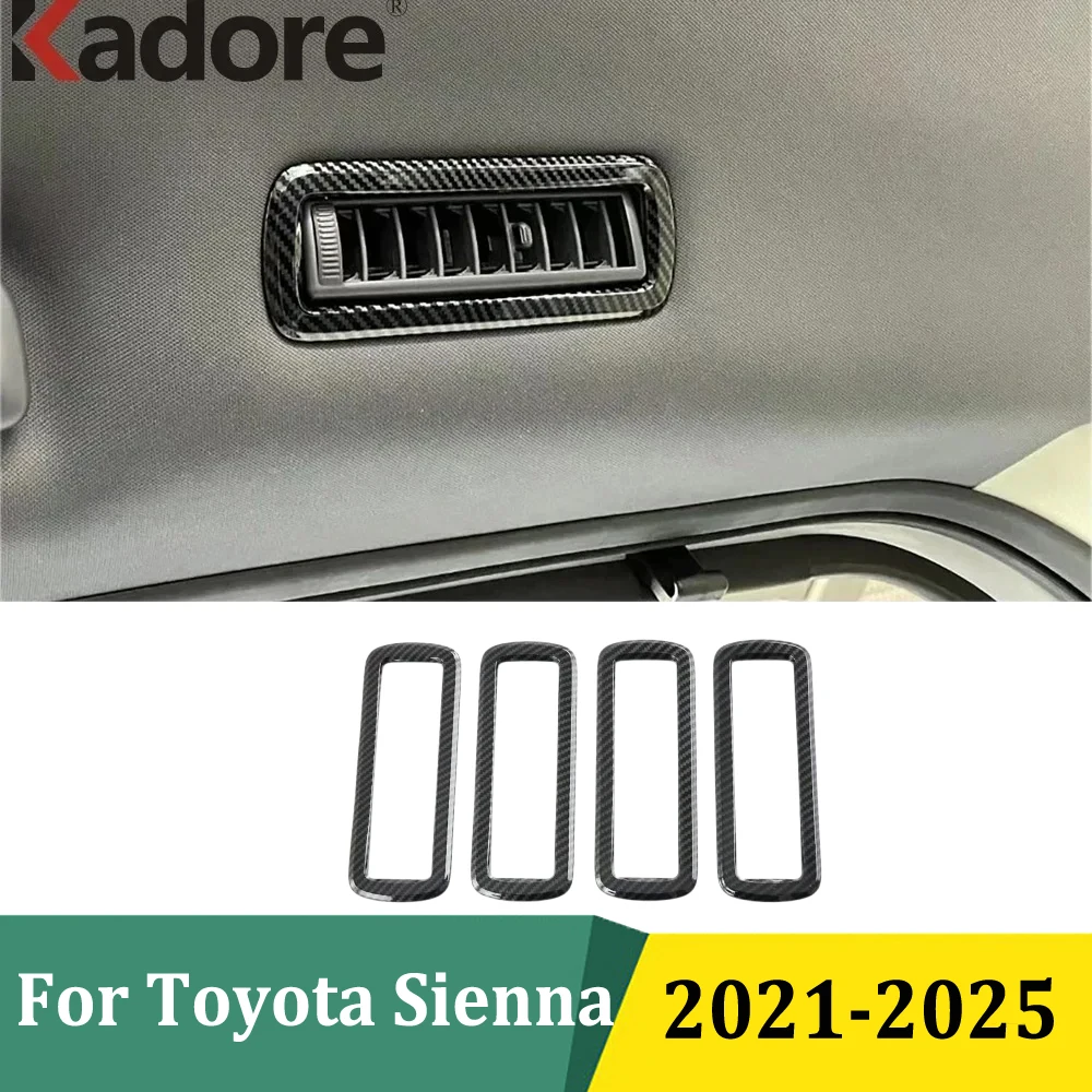 

For Toyota Sienna 2021 2022 2023 2024 2025 Carbon Fiber Rear Roof Air Conditioning Vent Trim Cover Sticker Interior Accessories