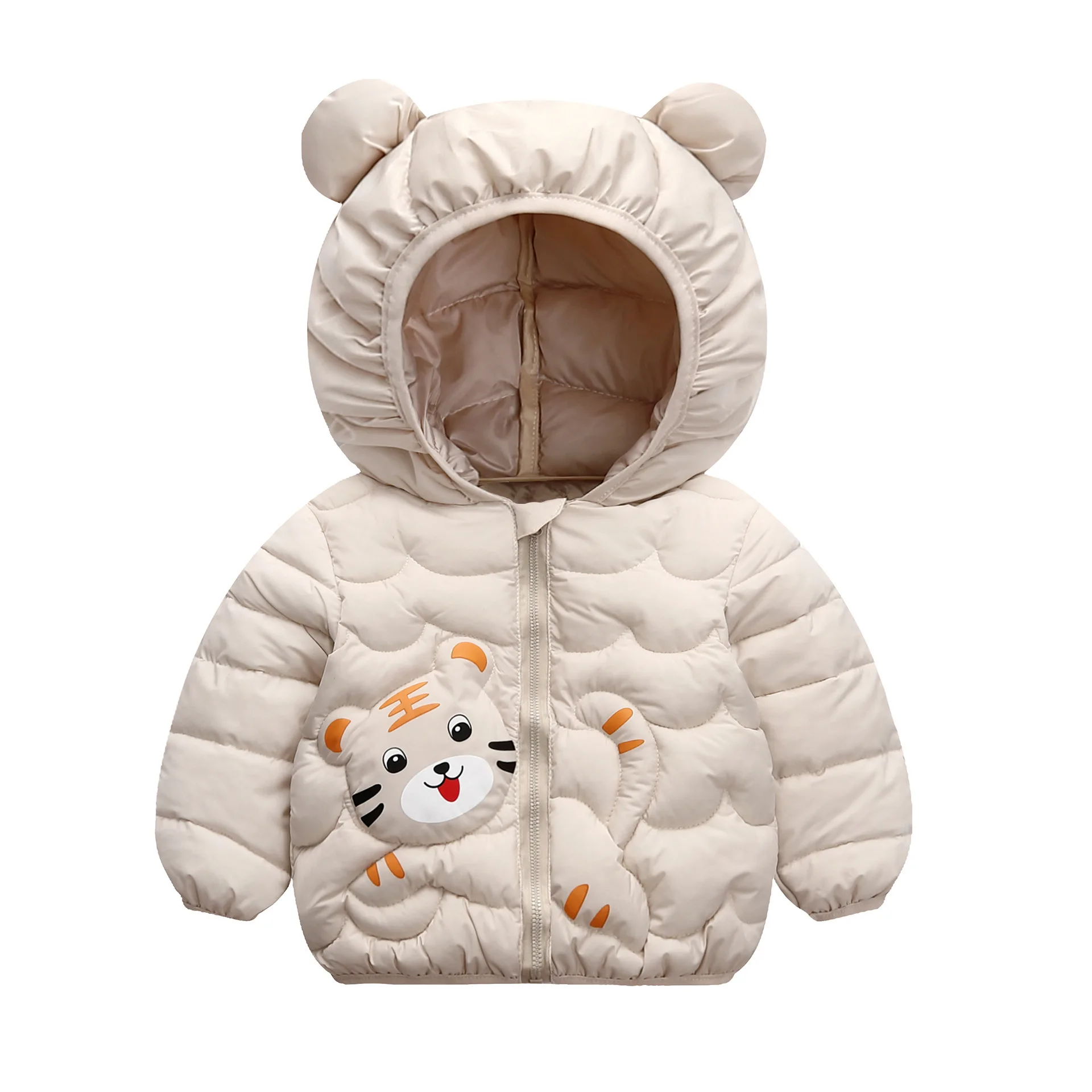 Toddler Boys Girls Autumn Children Warm Cartoon Print Hooded Down Jackets Coat Baby Kids Zipper Ski Outerwear Children Clothing