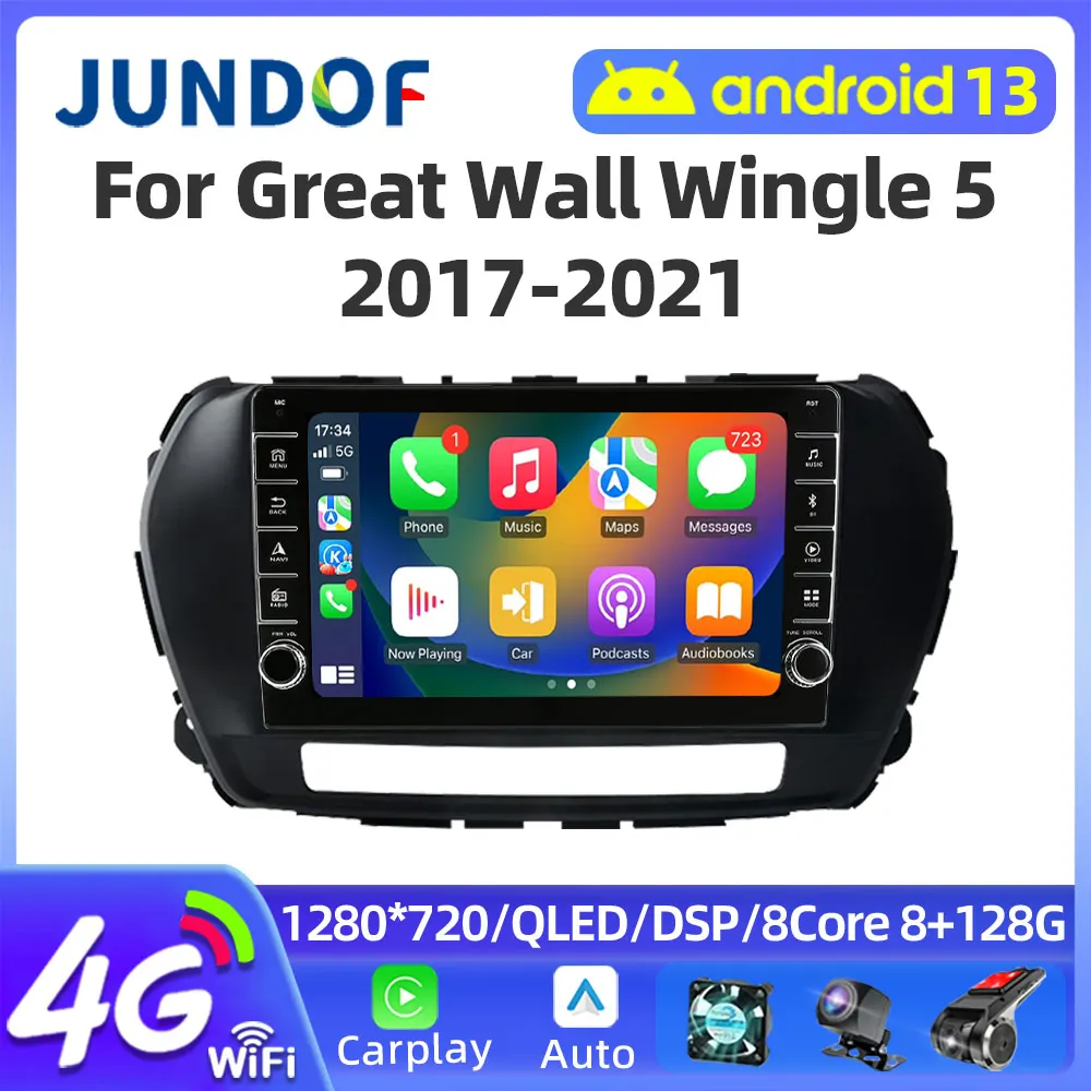 

Jundof AI Voice Wireless CarPlay Android Auto Radio for Great Wall Wingle 5 2017 2018 2019 2020 2021 4G Car Multimedia GPS