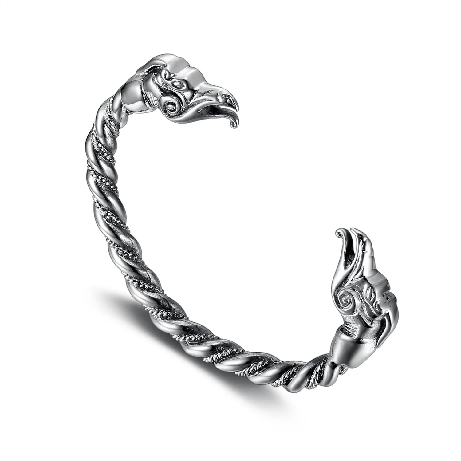 

European and American Retro Style Niche Personalized Jewelry Viking Rune Pattern Stainless Steel Crow Head Bracelet