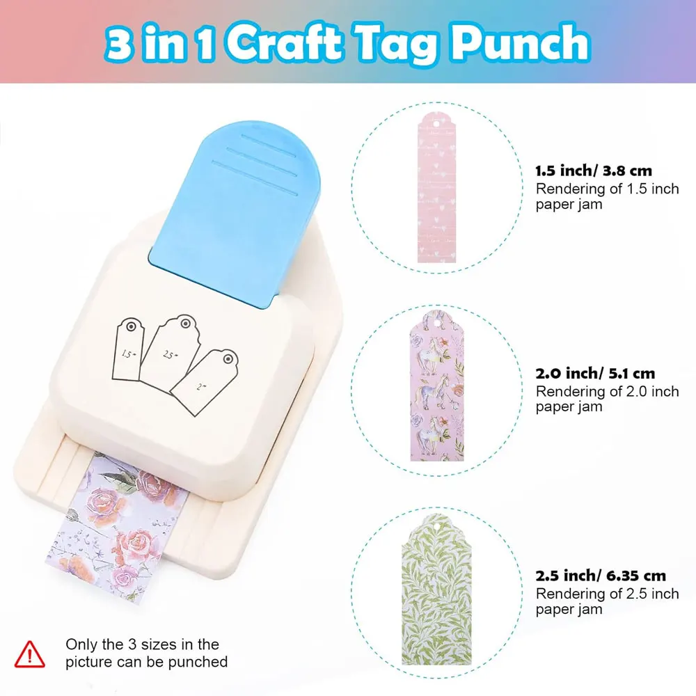 3-In-1 Ronde Label Gat Punch & 1.5 Inch, 2 Inch, 2.5 Inch Hoek Papier Gat Punch, Ronde Label Vorm Gat Punch Geschenk Hang Tag