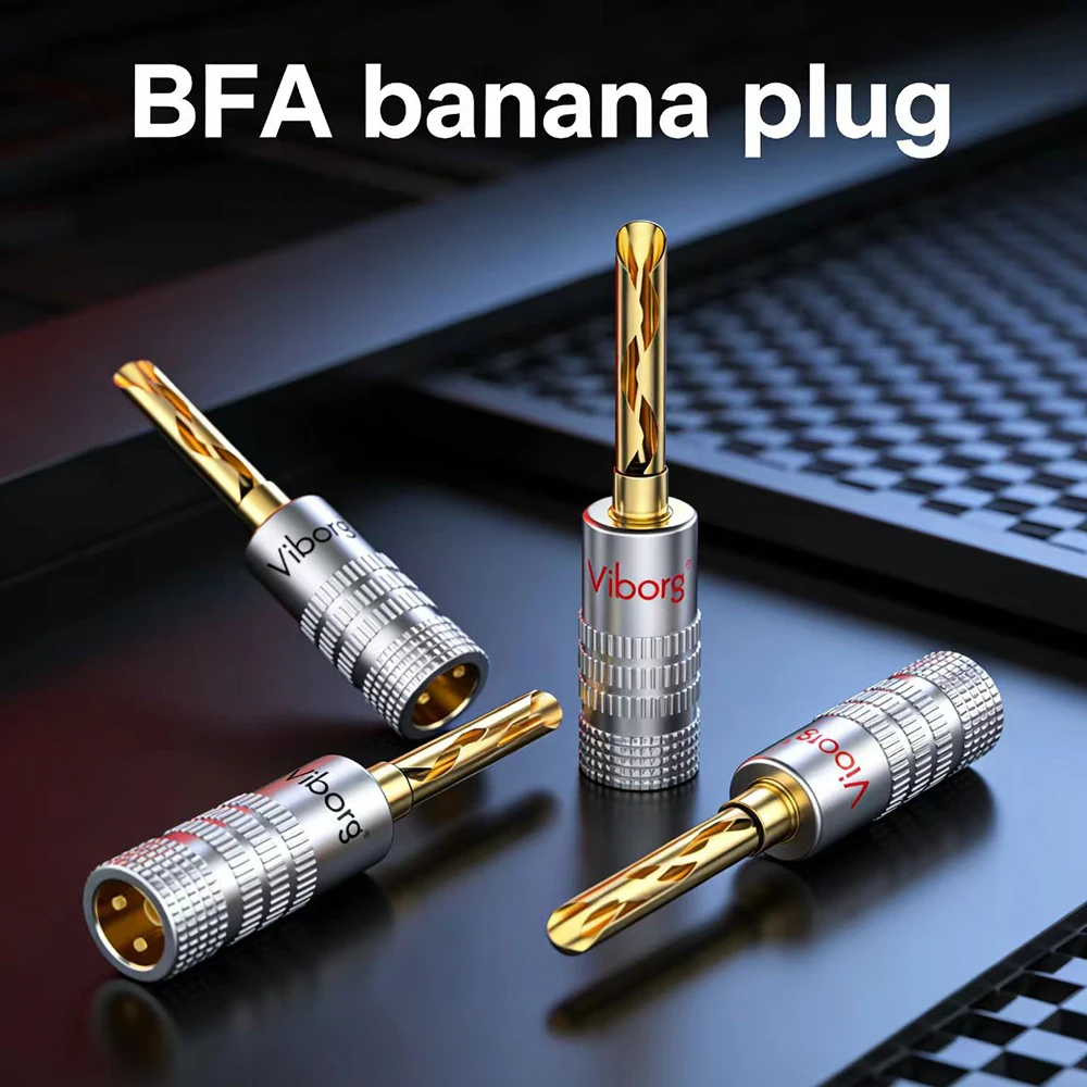12/pcs  Gold plated BFA Speaker Cable Connectors Banana Plugs
