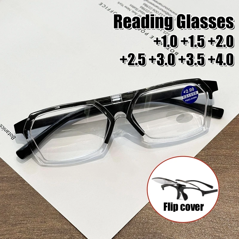 Premium Women Men Anti Blue Light Eyeglasses Personalized Portable Flip Up Reading Glasses Far and Near HD Presbyopia Glasses