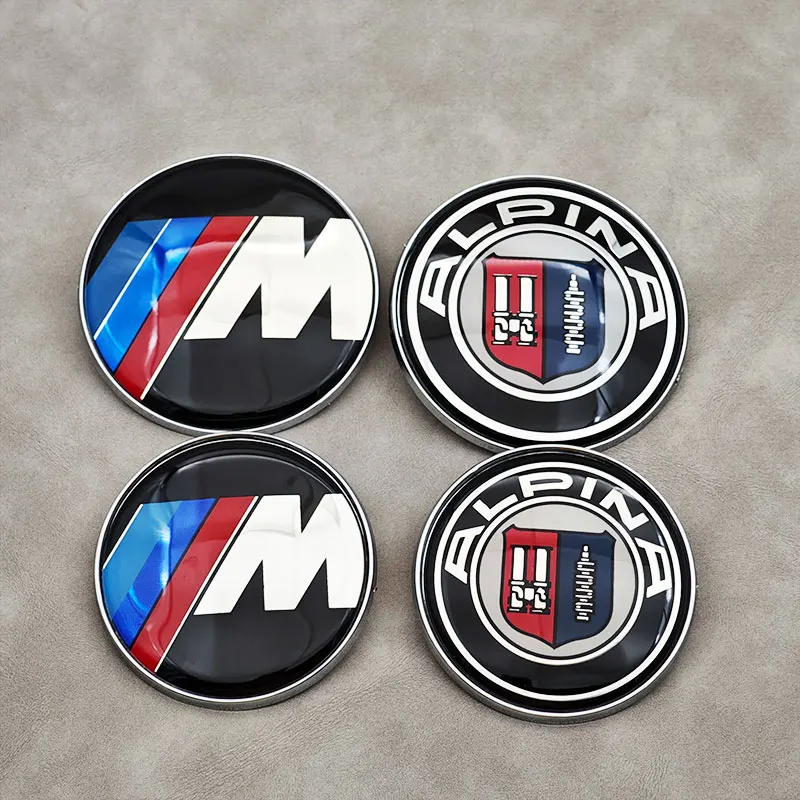 2Pcs ABS Alpina M Logo 74mm 82mm Car Front Hood Bonnet Emblem Logo Rear Trunk Badge For BMW M E46 F10 F30 E39 E36 F20 G20 G30