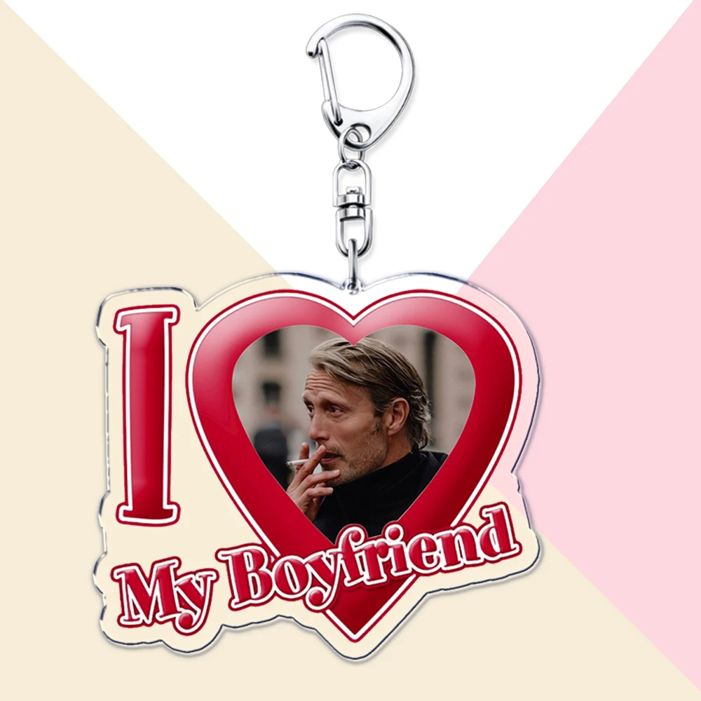 I Love My Boyfriend Mads Dittmann Mikkelsen Keychains Hannibal Keyring for Accessories Bag Pendant Key Chain Ring Jewelry Gifts