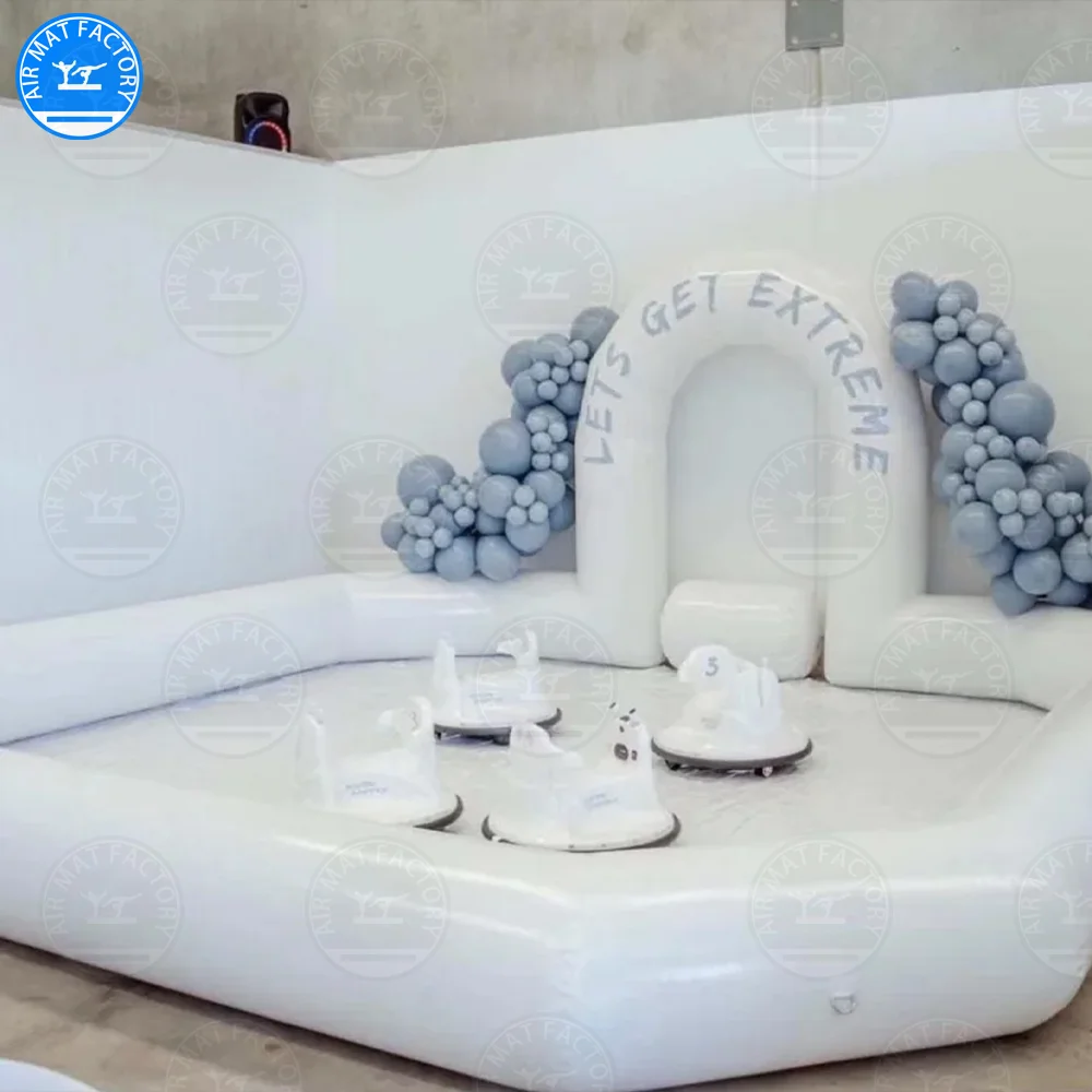 재고 있음! 흰색 PVC 놀이공원용 에어범퍼카 트랙 (펌프 포함) 어린이용 에어 레이스트랙 튜브