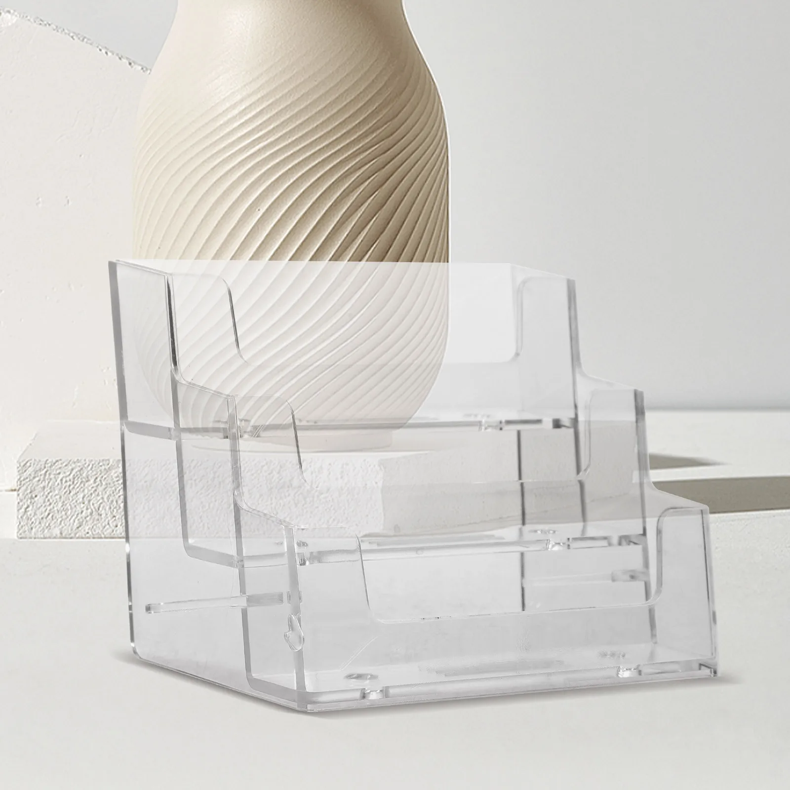 

Business Holder Transparent Desk Organizer For Cards Storage Box Name Card Stand Reusable Place Card Holder Display Stand