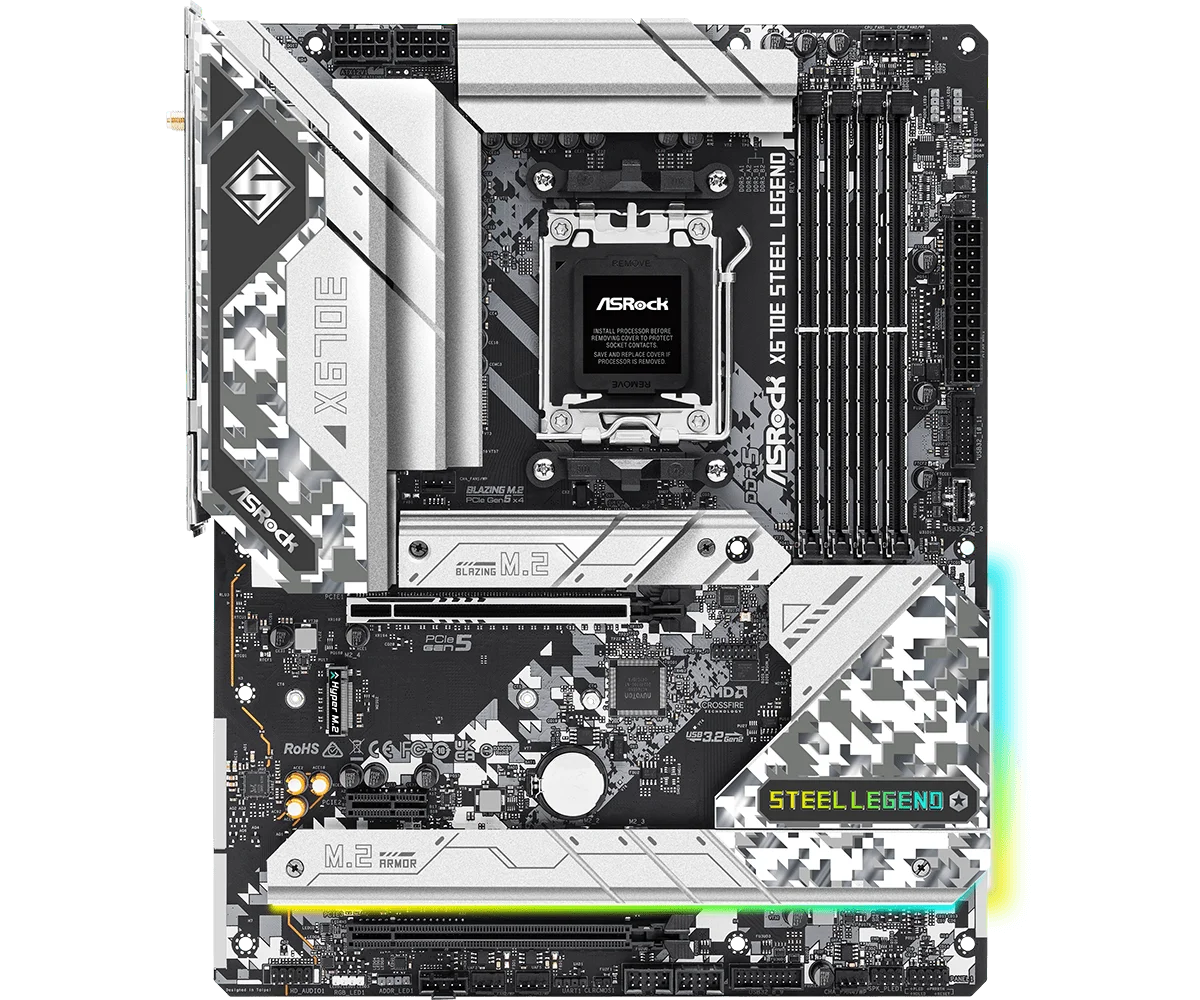 ASROCK X670E STEEL LEGEND Motherboard AMD X670 AMD AM5 DDR5 256GB M.2 ATX  support Ryzen 7 8700 Ryzen 5 8500 Ryzen 7 9700 Ryzen view 2