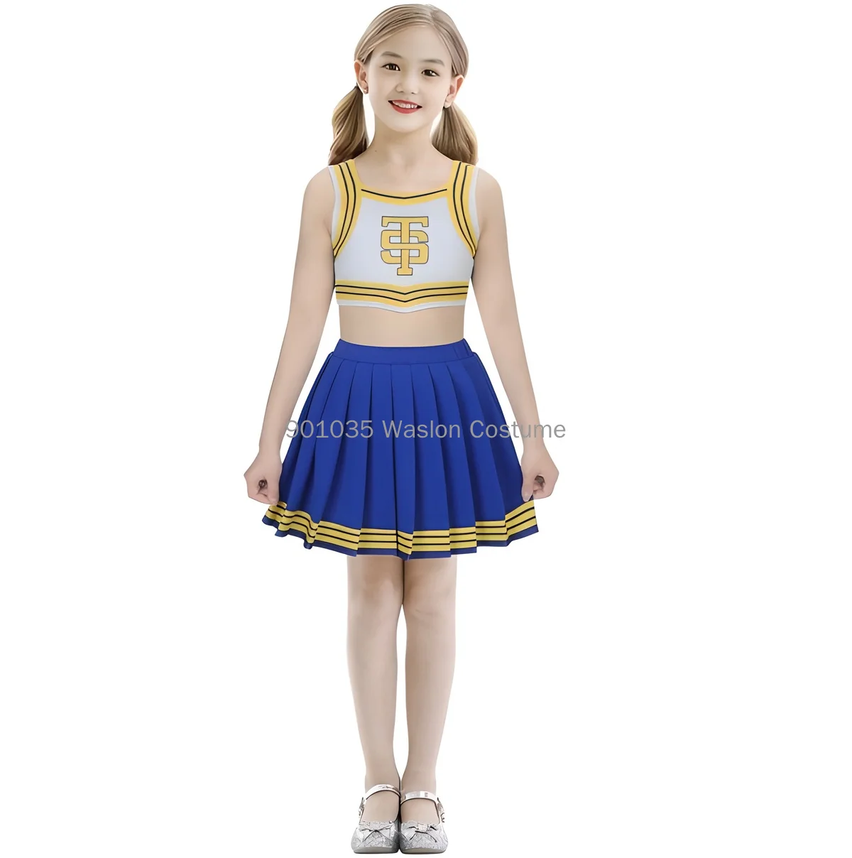 Kid Girl Cheerleader Uniform for  TS Shake It Off Blue White Cheerleading Outfits Fan Concert Party Costume