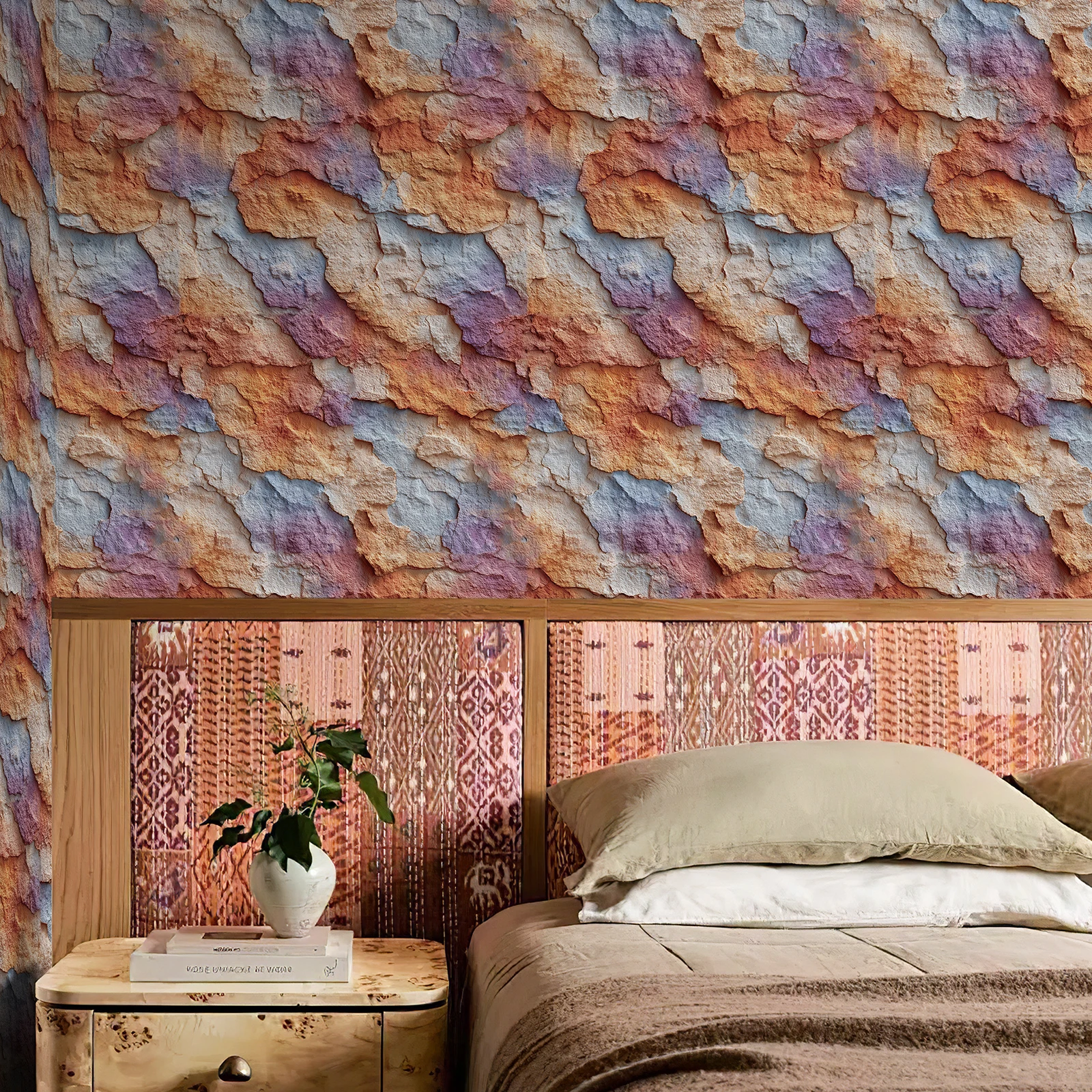 Color simulation brick texture self-adhesive wallpaper Modern texture contrasting brick and stone wall renovation stickers