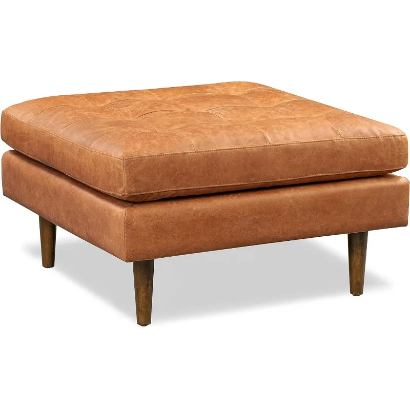 

Napa Ottoman in Full-Grain Pure-Aniline Italian Leather, Cognac Tan