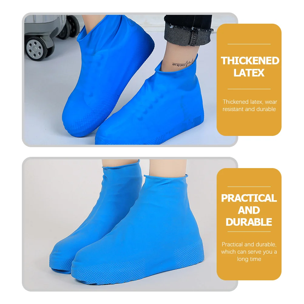 

2Pairs Waterproof Latex Shoes Cover Slip Resistant Durable Rain Shoe Protector Outdoor Use Shoes Cover Shoe Accessory