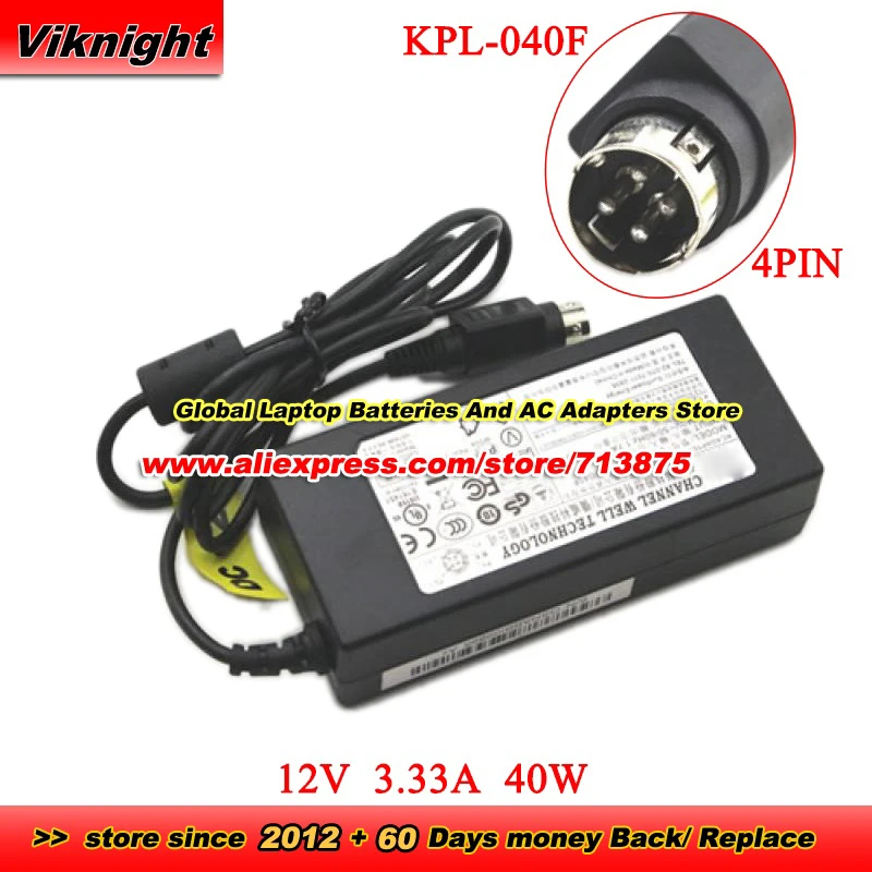 

Подлинная для CWT KPL-040F KPL-040F-VI Адаптер переменного тока PAA040F 12V 3.33A 40W для Q-SEE QSC26404 HIKVISION видеорегистратор Ds-720 4PIN
