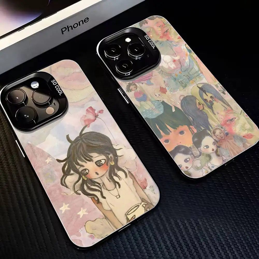 

Japan Aya Takano Art Phone Case For iPhone17,16,15,14,13,12,11 Plus,Pro Max Black Matte Shockproof Cover