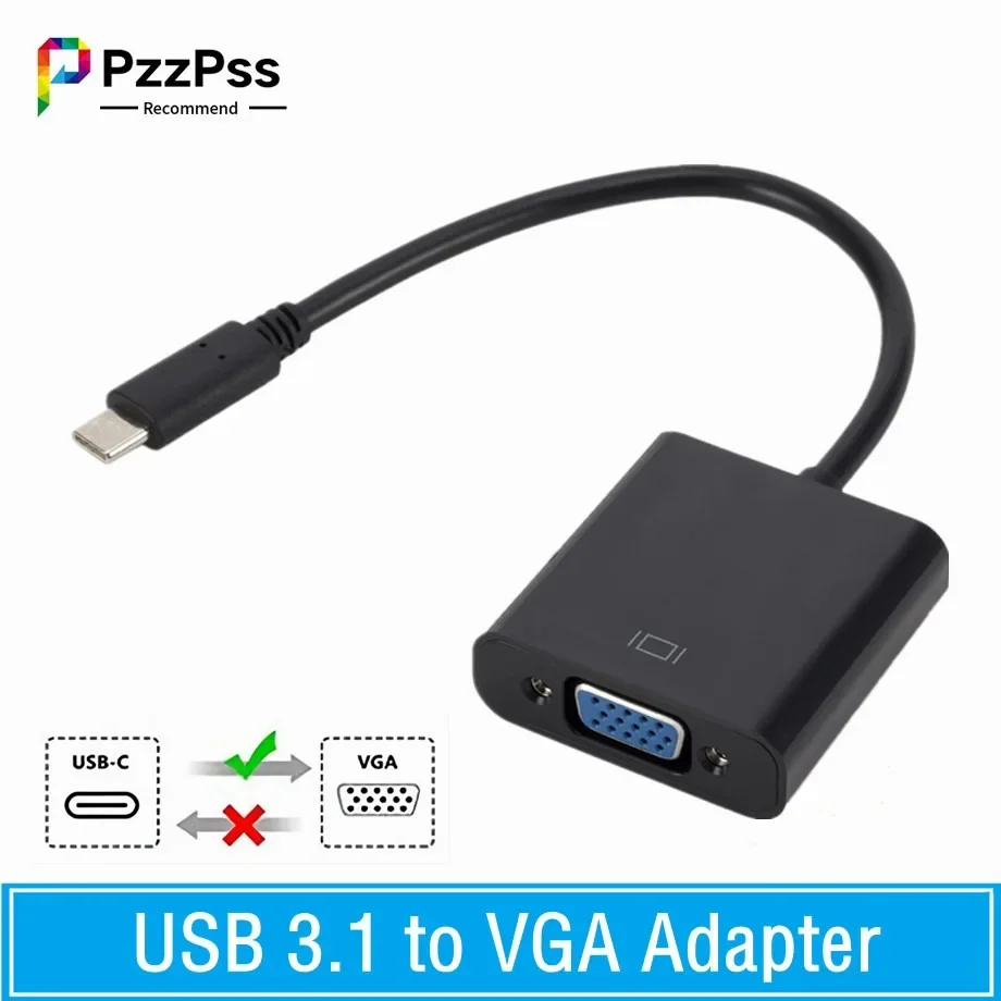 PzzPss typ C do żeńskiego adaptera VGA USB-C adaptera USB 3.1 do VGA dla Macbooka 12-calowego chromebooka Pixel Lumia 950XL Hot Sales