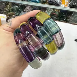 AAAA Natural Blue purple yellow green fluorite bracelet Gemstone Bangle jewelry for women for gift wholesale!