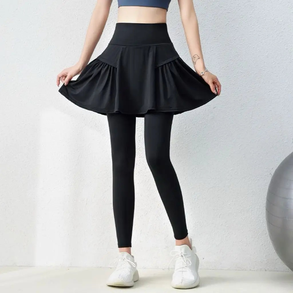 2024 Women Yoga Skirts High Waist Fake Two Pieces Sports Leggings Fitness Gym New Quick-Dry Skirt Athletic Running Legging M95