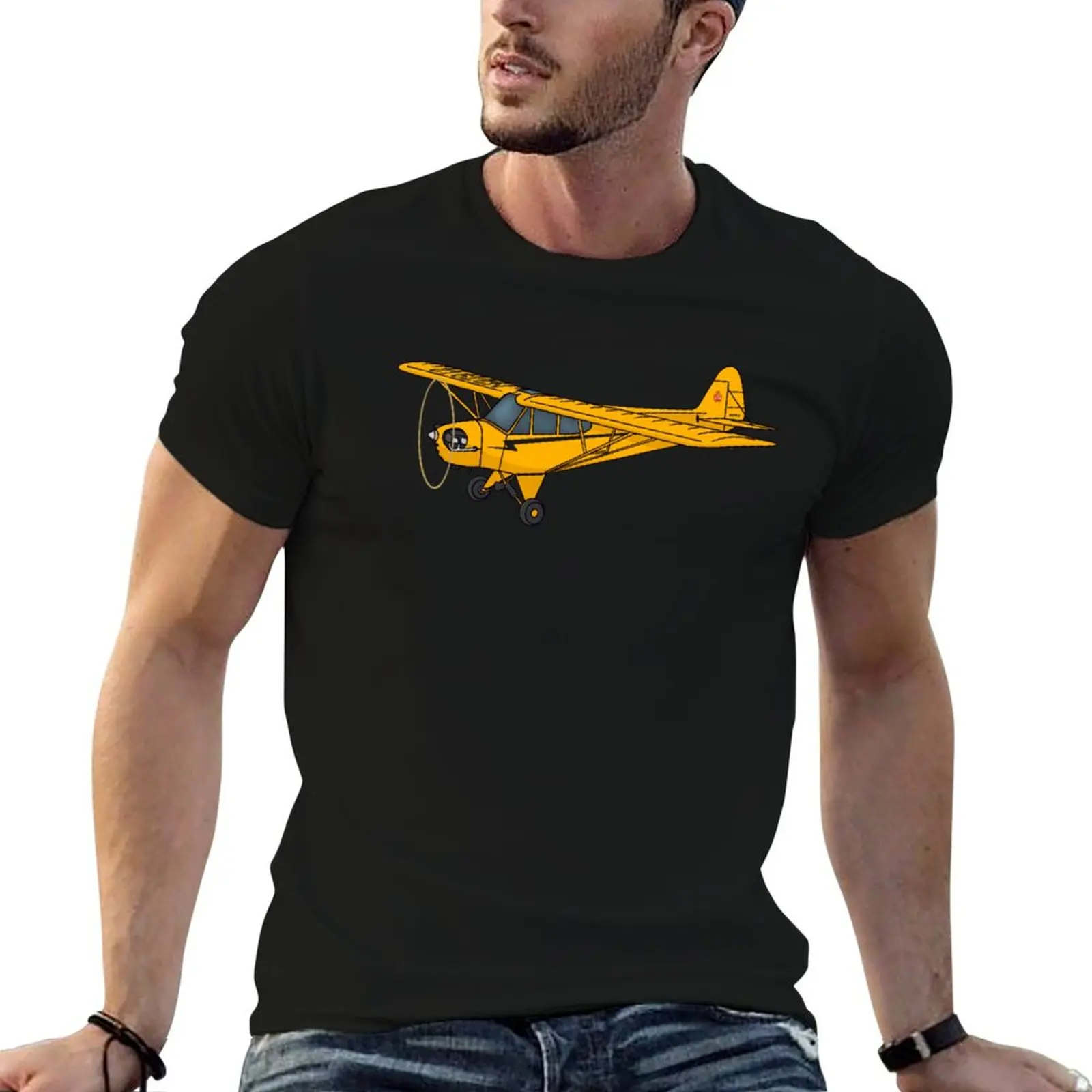 

Piper J-3 Cub Airplane Art T-Shirt oversized vintage t shirts for men pack