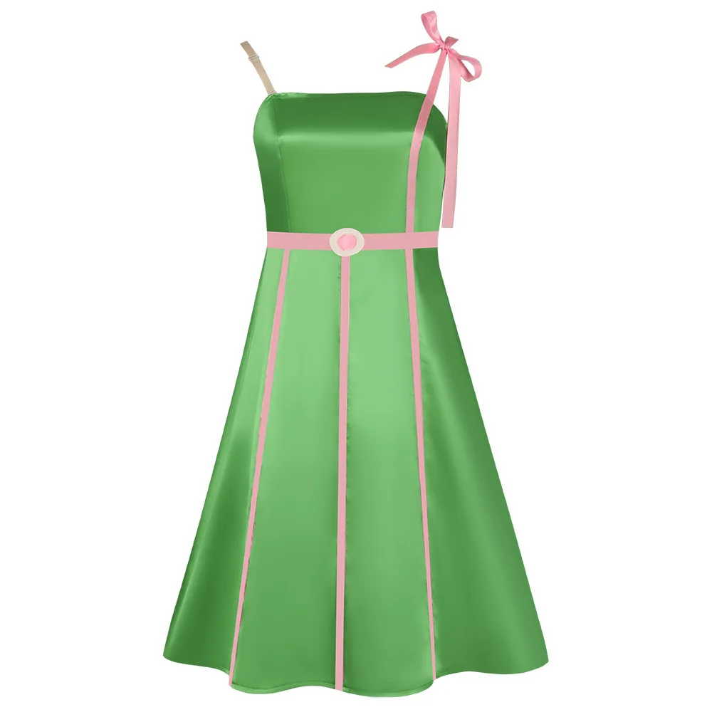 Vestido verde de princesa de película para mujer y niña, traje de Cosplay para fiesta de Halloween, ropa diaria, uniforme de verano