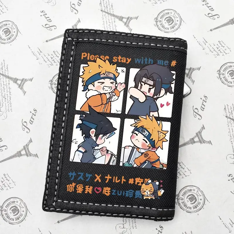 Naruto Akatsuki Anime Coin Purse Card Bag Uzumaki Naruto Student Two-Dimensional Cartoon Wallet Men Women Tri-Fold Canvas Wallet