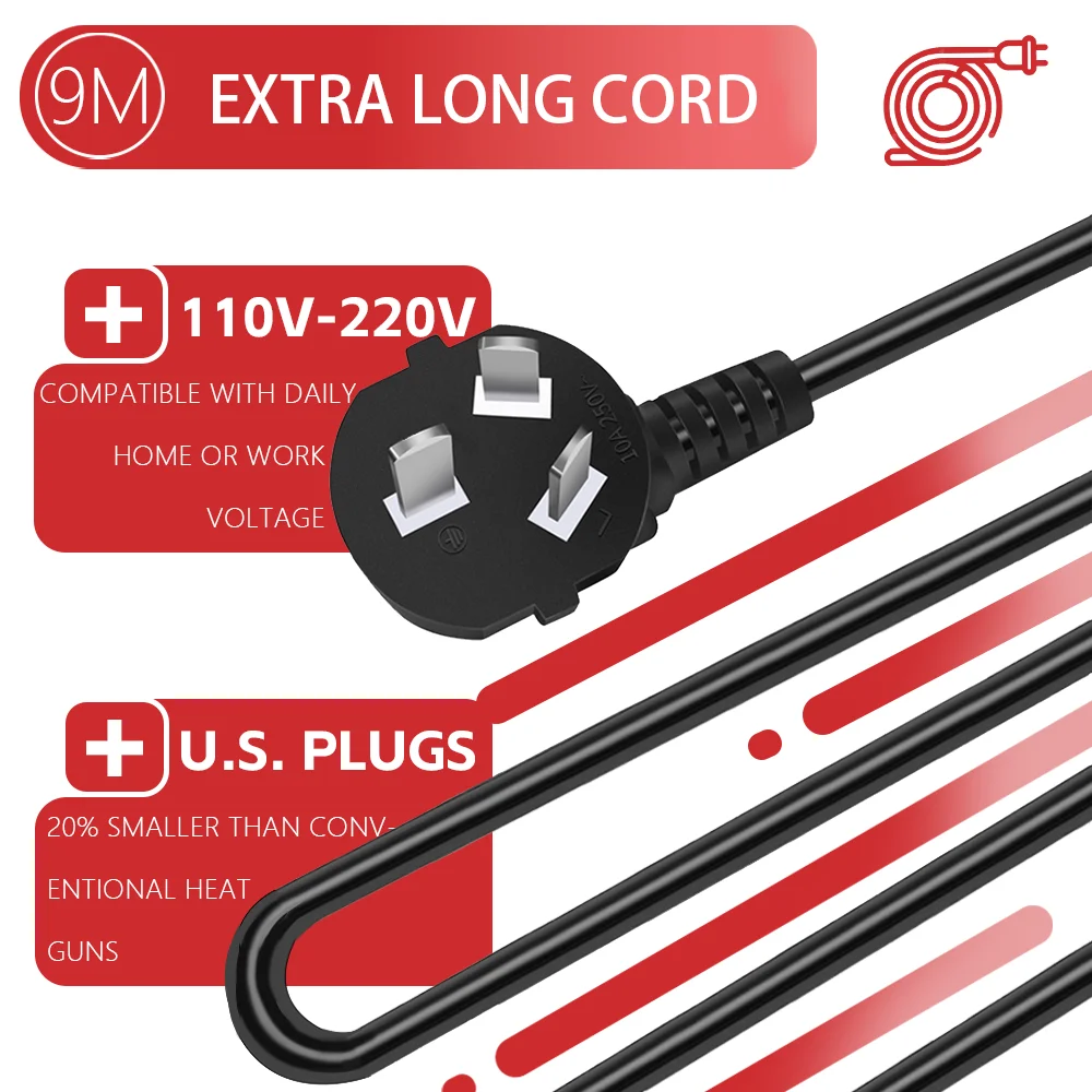 ปืนเป่าลมร้อนอุตสาหกรรม KUNAISI 9m 5m กำลังไฟ 2000 วัตต์ ปรับอุณหภูมิได้ สำหรับงานหุ้มรถยนต์