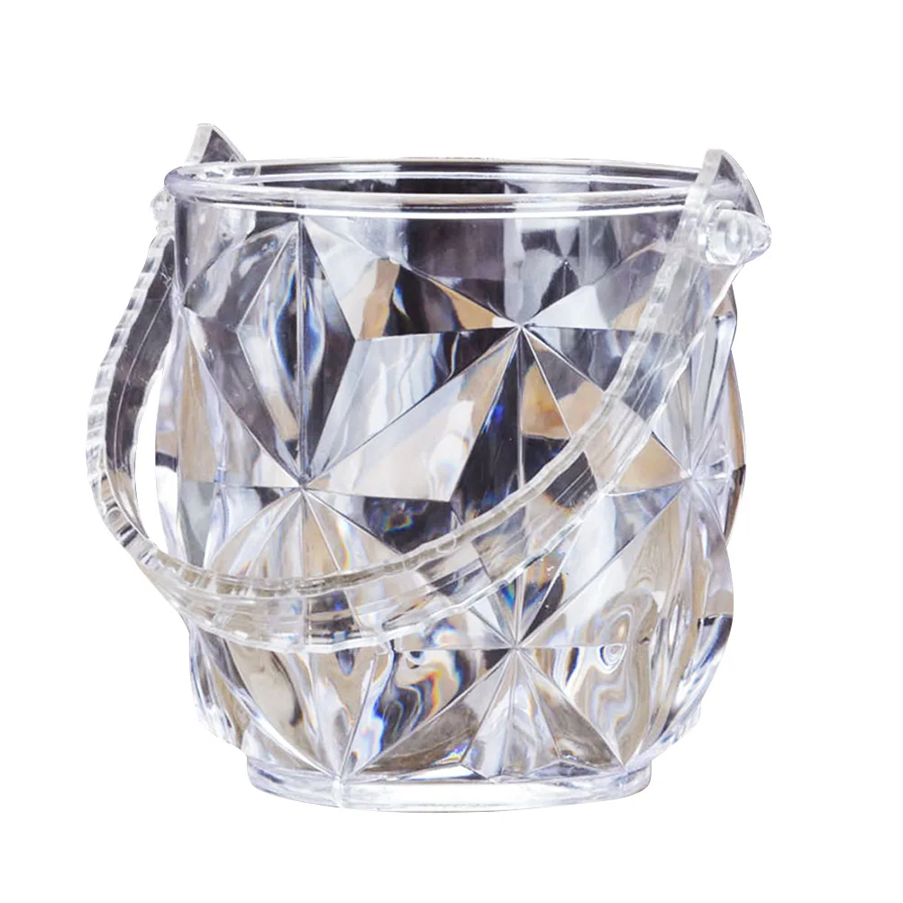

Diamond Pattern Beer Buckets For Bar Bucket 13x14cm Acrylic Portable Round for Bar Restaurant Party Beer Cooling